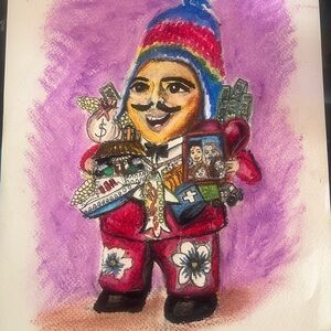 Colorful Folk Art Figurine drawing